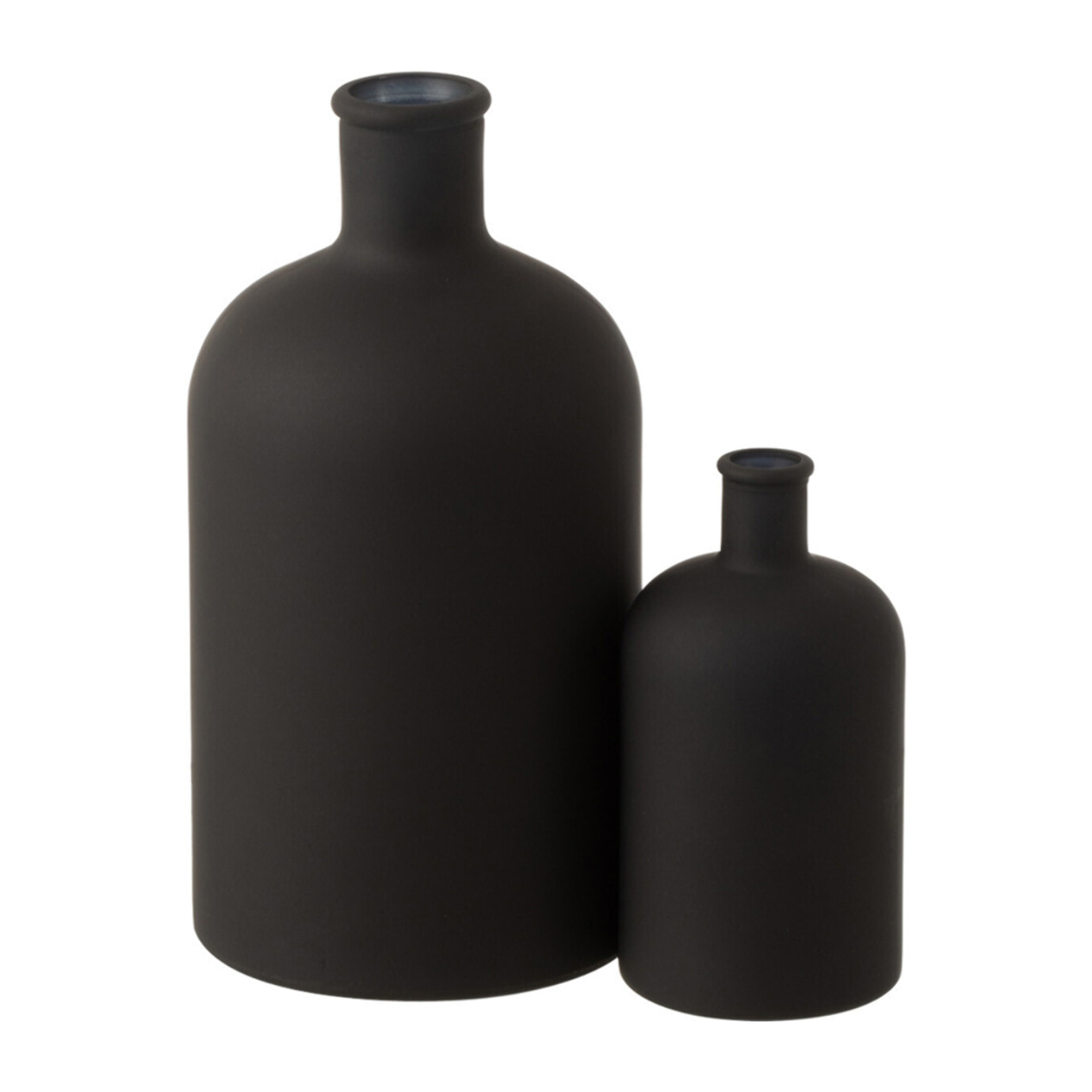 J-Line Vase Bouteille Verre Mat Noir Large