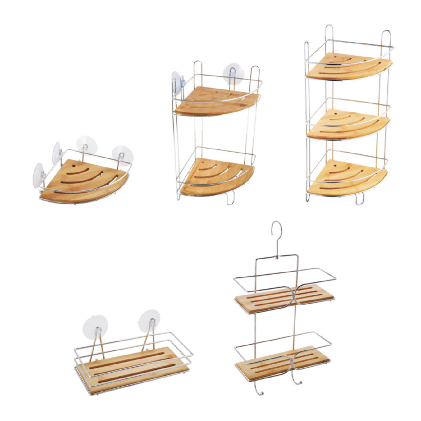 Etagère d'angle de douche à  ventouses Chromé MSV