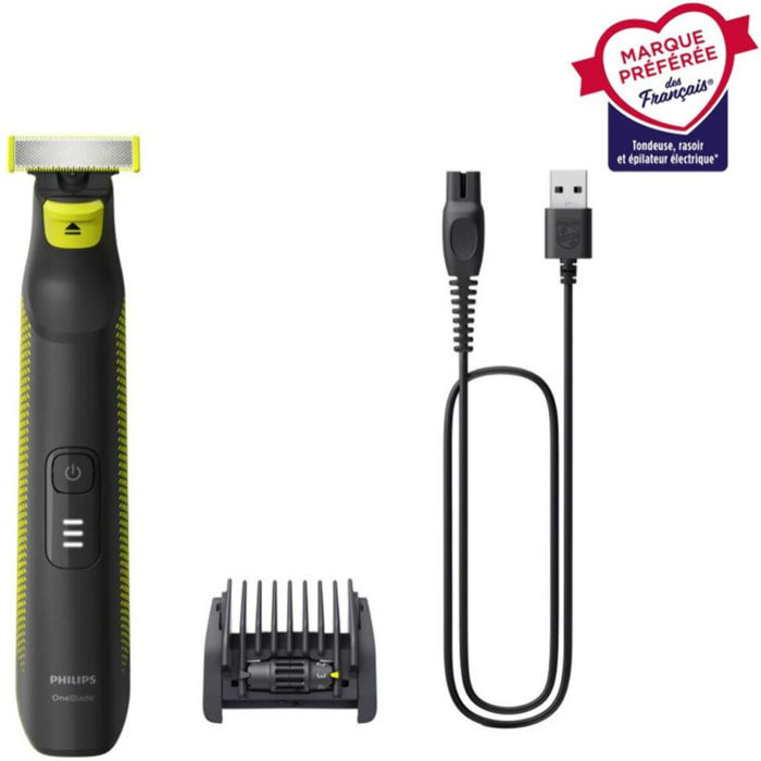Tondeuse barbe PHILIPS OneBlade Pro QP6506/15, 5 hauteurs de coupe, précision 1 mm, 90 mn