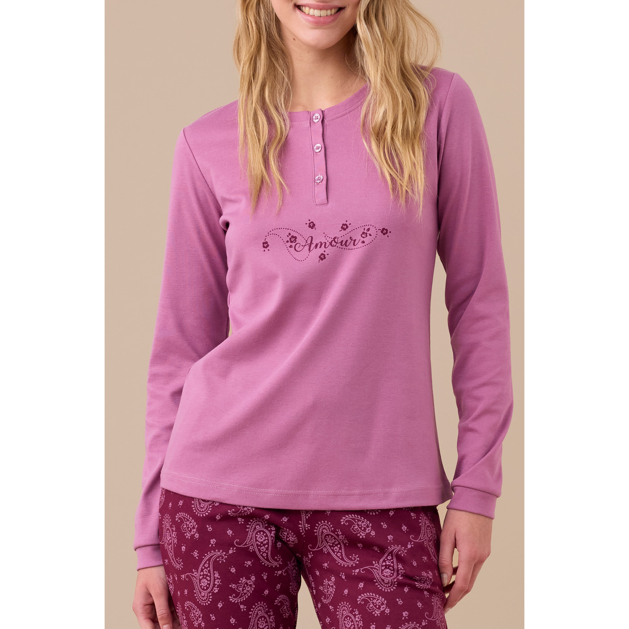 Pigiama donna invernale in caldo cotone articolo cachemire. Noidinotte