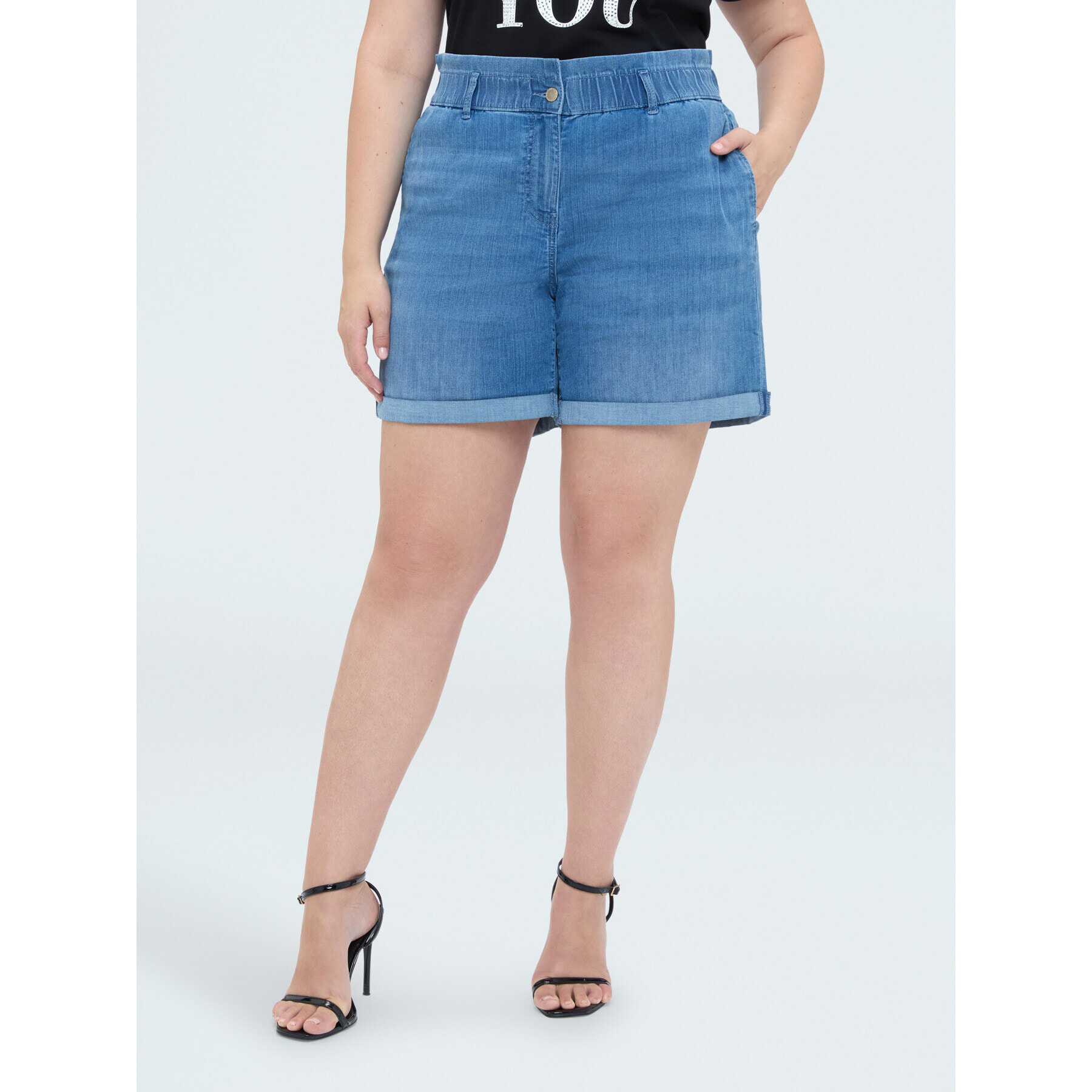 Fiorella Rubino - Shorts vaqueros con cintura elástica - Light - blue