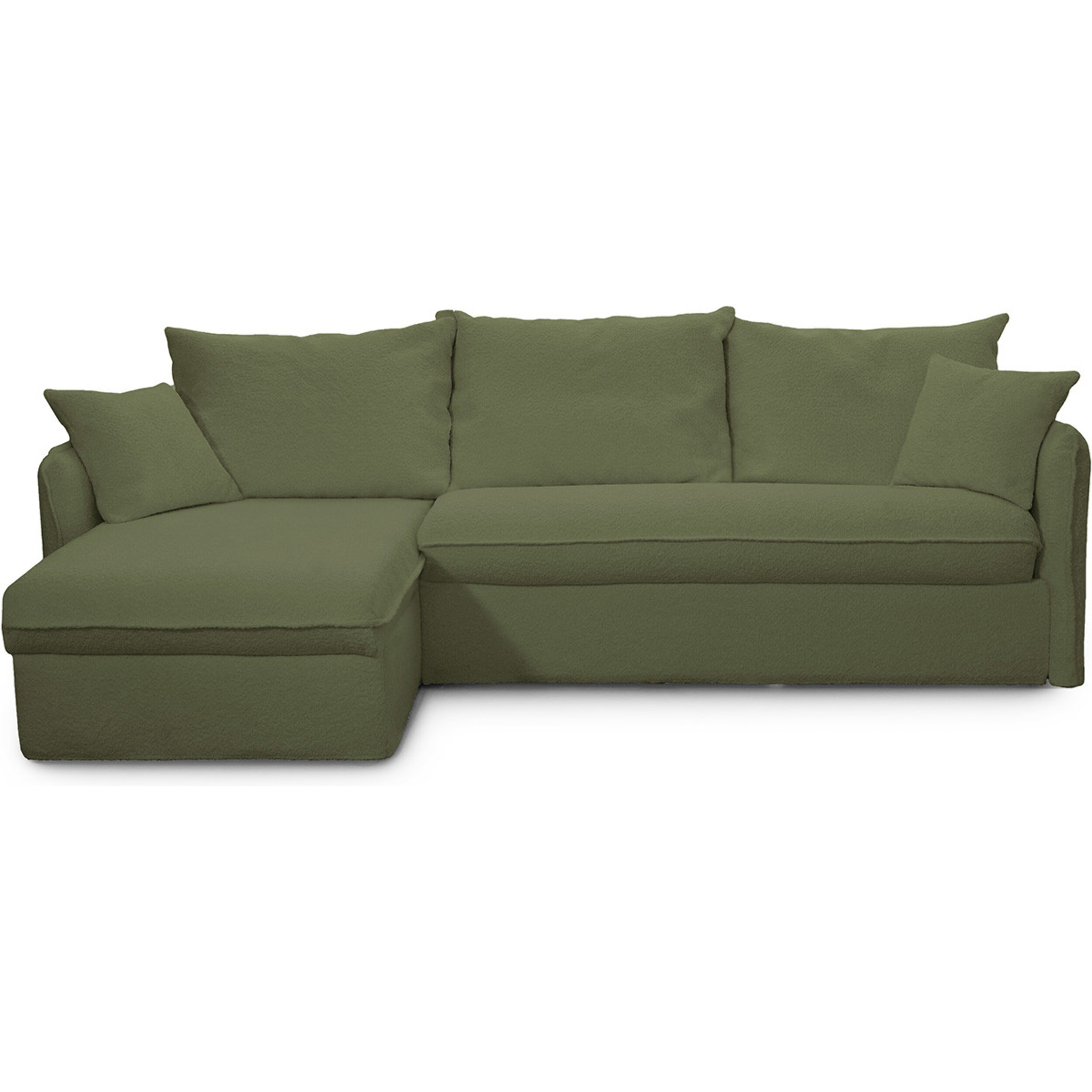 Canapé d'angle convertible express déhoussable 5 places en tissu bouclette - GINA