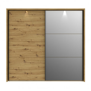 Armoire Dressing 2 portes coulissantes LED & miroir L230cm - IBIZA