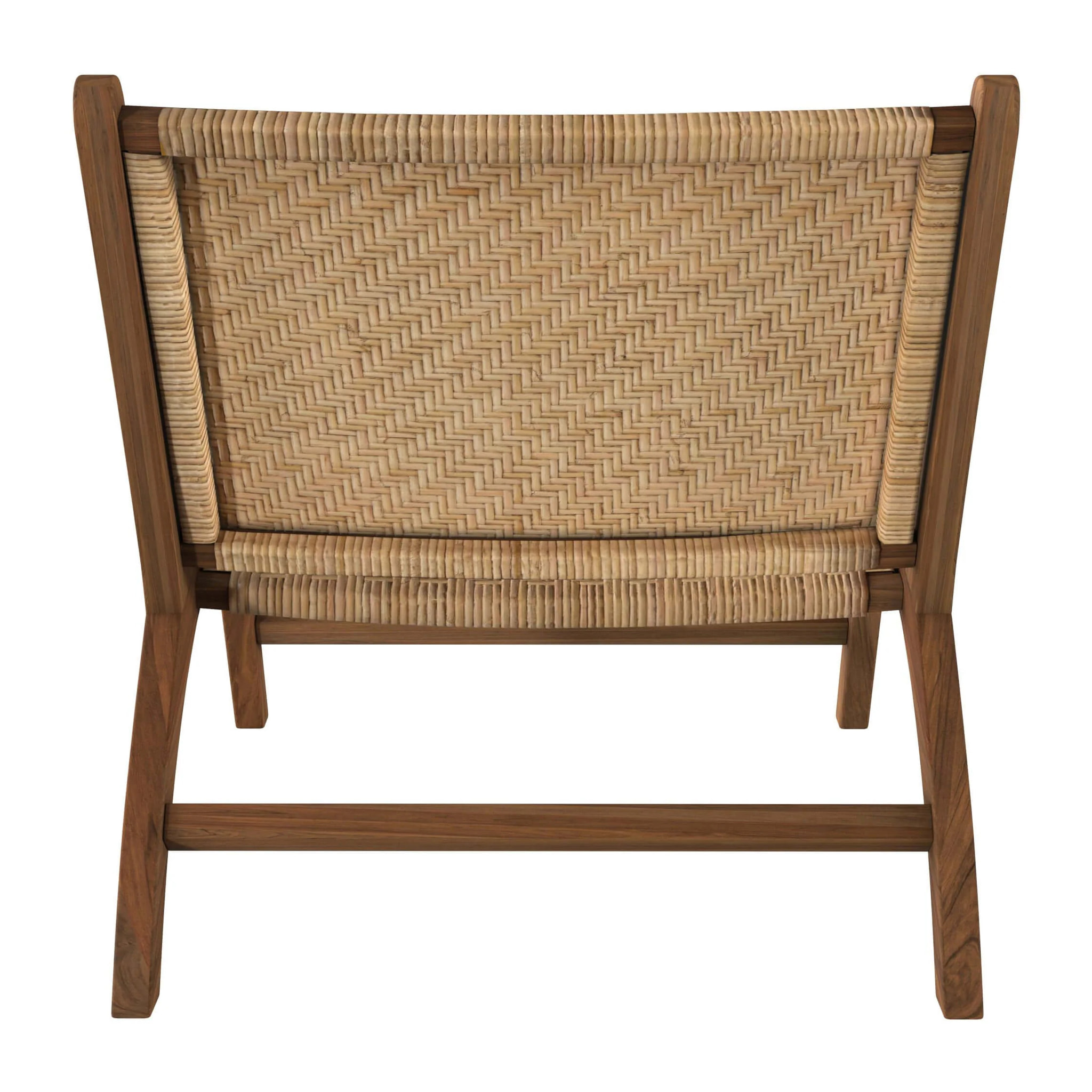 Fauteuil en bois de teck et tressage chevron en rotin - Kilka
