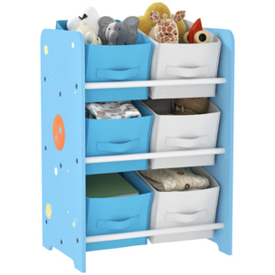 Estantería Infantil para Niños de +3 Años Estantería para Juguetes con 6 Cajas de Tela no Tejida Extraíbles Organizador de Juguetes para Dormitorio Guardería 43x30x60 cm Azul
