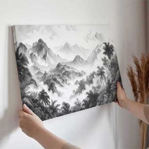 Tableau paysage tropical noir et blanc Toile imprimée