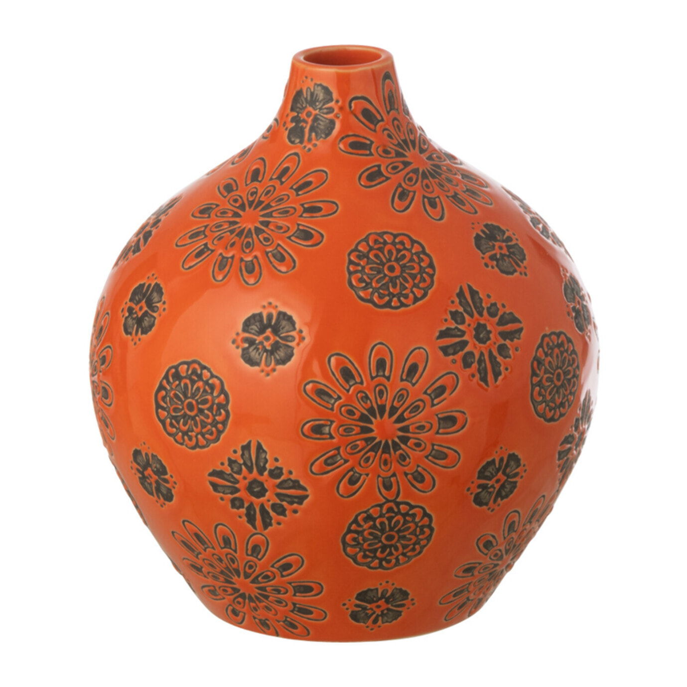 J-Line Vase Billy - porcelaine - orange/noir - small