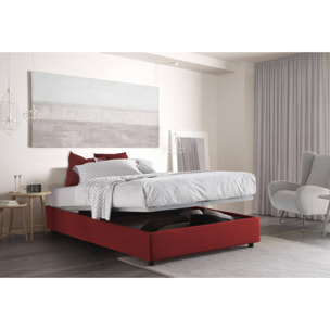 Letto piazza e mezza Arianna, Letto contenitore con rivestimento in tessuto, 100% Made in Italy, Apertura frontale, adatto per materasso Cm 120x200, Rosso