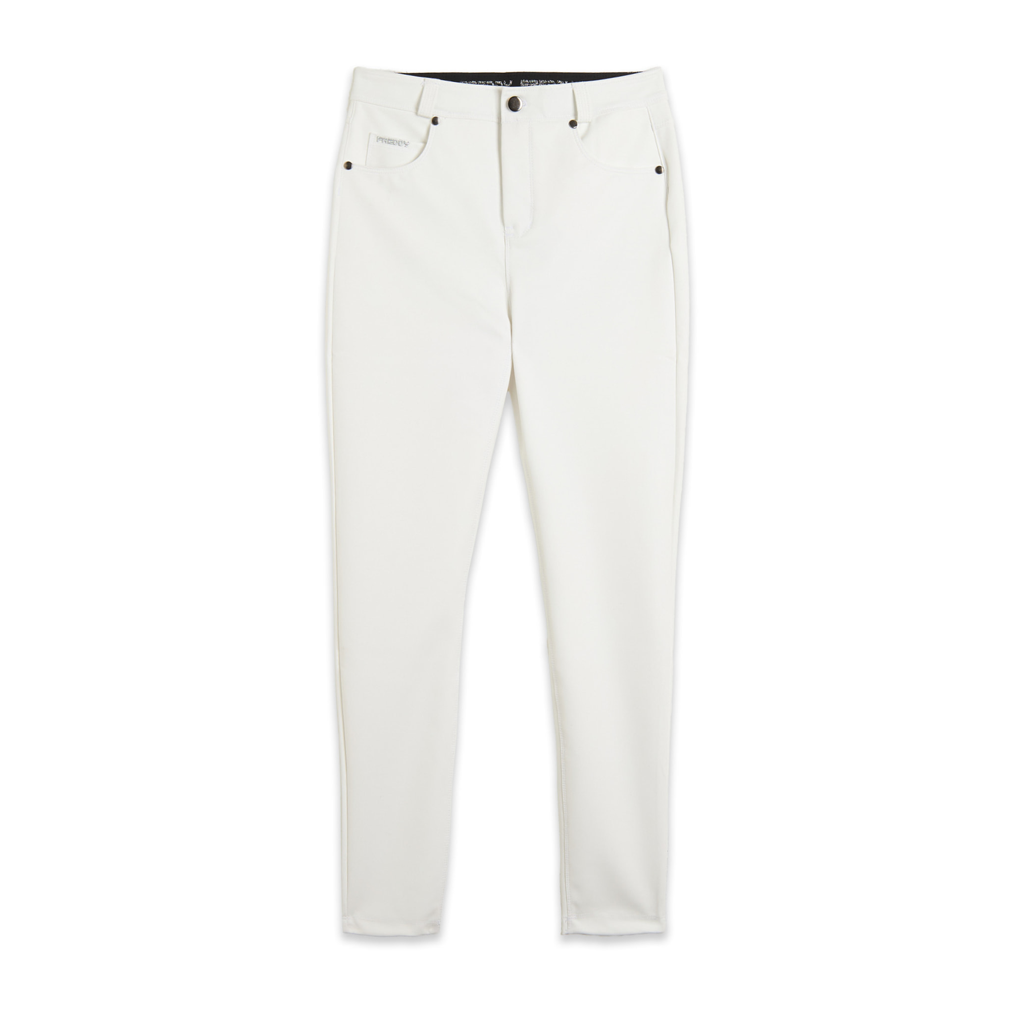 Pantaloni skinny in similpelle con logo ricamato