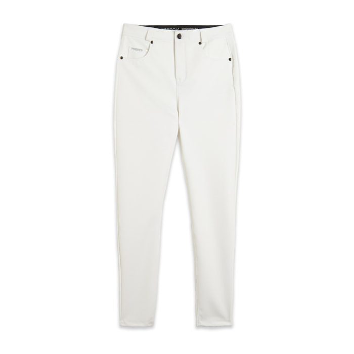 Pantaloni skinny in similpelle con logo ricamato