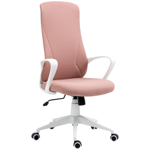 Silla de Oficina Giratoria Altura Ajustable Silla de Escritorio Ergonómica con Reposabrazos Función de Inclinación y Respaldo Alto para Salón Dormitorio 62x56x110-119,5 cm Rosa