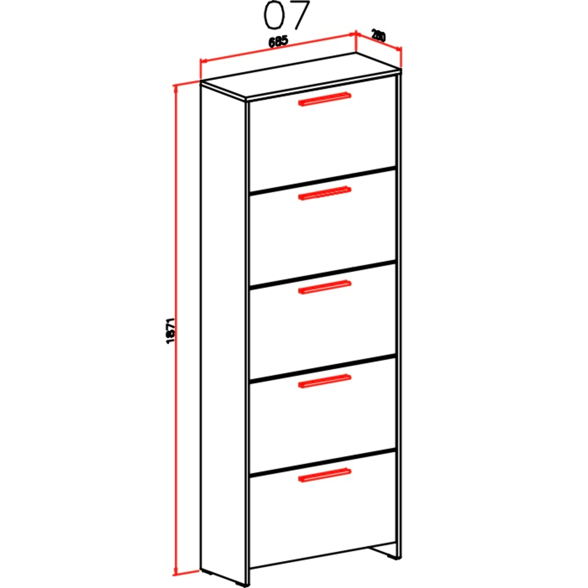 Scarpiera salvaspazio 5 Ante A Ribalta Moderna Maniglie In Alluminio Mobile Ingresso Slim Salvaspazio Scarpe Portascarpe Alta 187x68.5x28 Cm Bianco