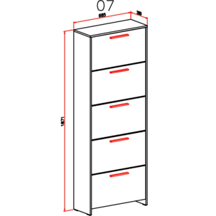 Scarpiera salvaspazio 5 Ante A Ribalta Moderna Maniglie In Alluminio Mobile Ingresso Slim Salvaspazio Scarpe Portascarpe Alta 187x68.5x28 Cm Bianco