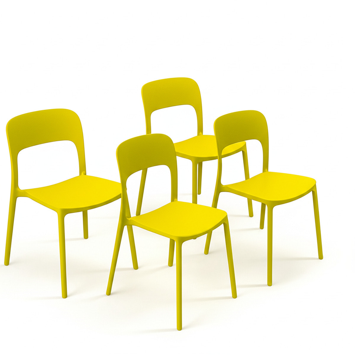 Set 4 Sedie Da Giardino In Polipropilene Impilabili Leggere E Resistenti Ideali Per Esterni Terrazze Giardini Bar Dehors Ristoranti Giallo