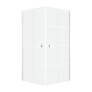 Portes de Douche en Angle 90x90x190 cm - Motifs carrés - Profilés Blanc - WHITE CUBE