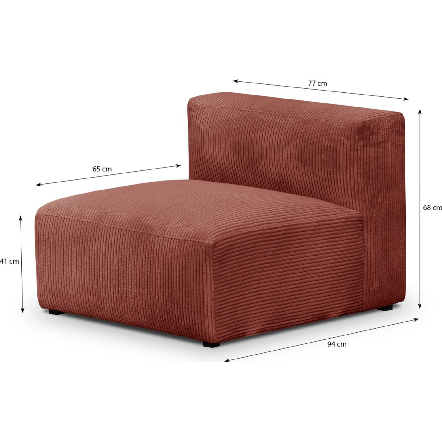 Canapé d'angle à gauche modulable 4 places en velours côtelé + pouf - MODULO
