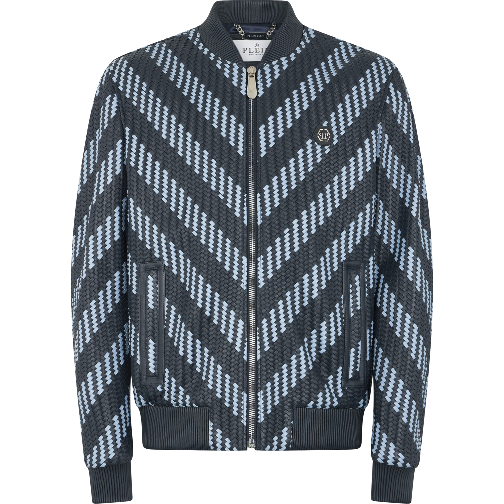 PHILIPP PLEIN Weaved Leather Bomber Stripes