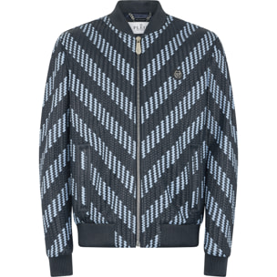 PHILIPP PLEIN Weaved Leather Bomber Stripes