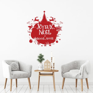 Sticker Noël boule de noël joyeux noël et bonne année - Autocollants stickers adhésifs noël - décoration fêtes