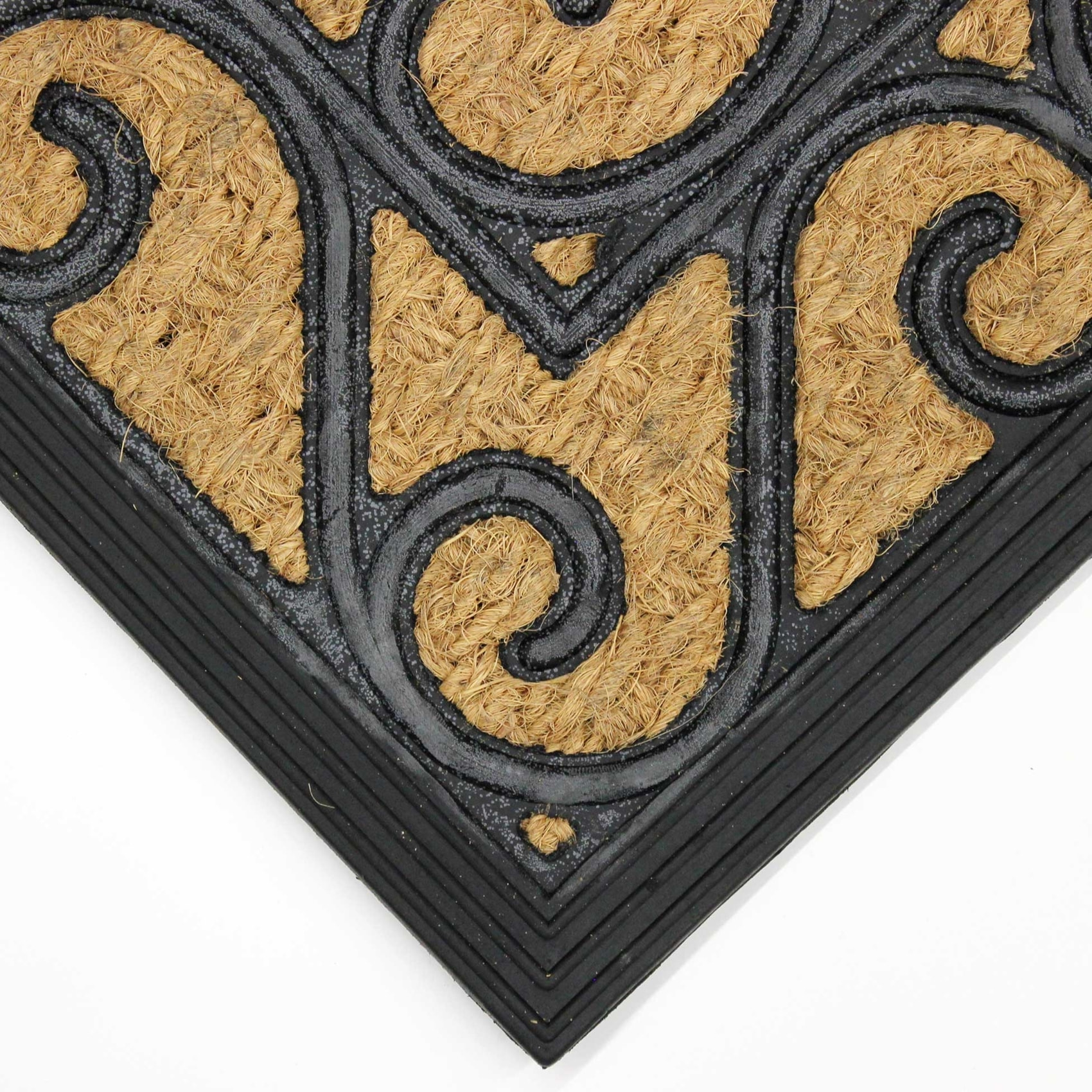 Paillasson rectangle en coco et caoutchouc - Naturel