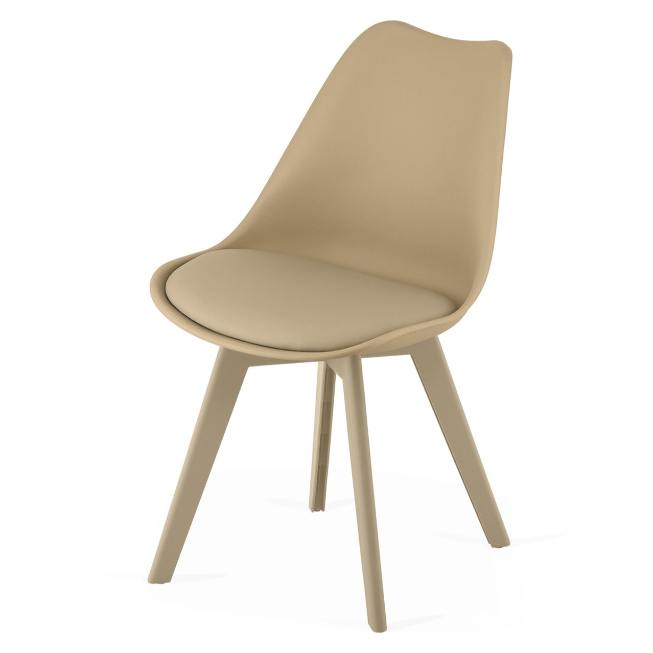 Set di 4 Sedie Mark in Polipropilene con Cuscino Beige