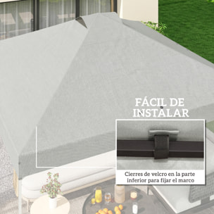 Toldo de Pérgola de Recambio 3x3 m Techo de Repuesto para Carpa Plegable de Jardín de Tela Oxford 210D con 8 Orificios de Drenaje y Doble Ventilación Protección UV 50+ SOLO TOLDO Blanco