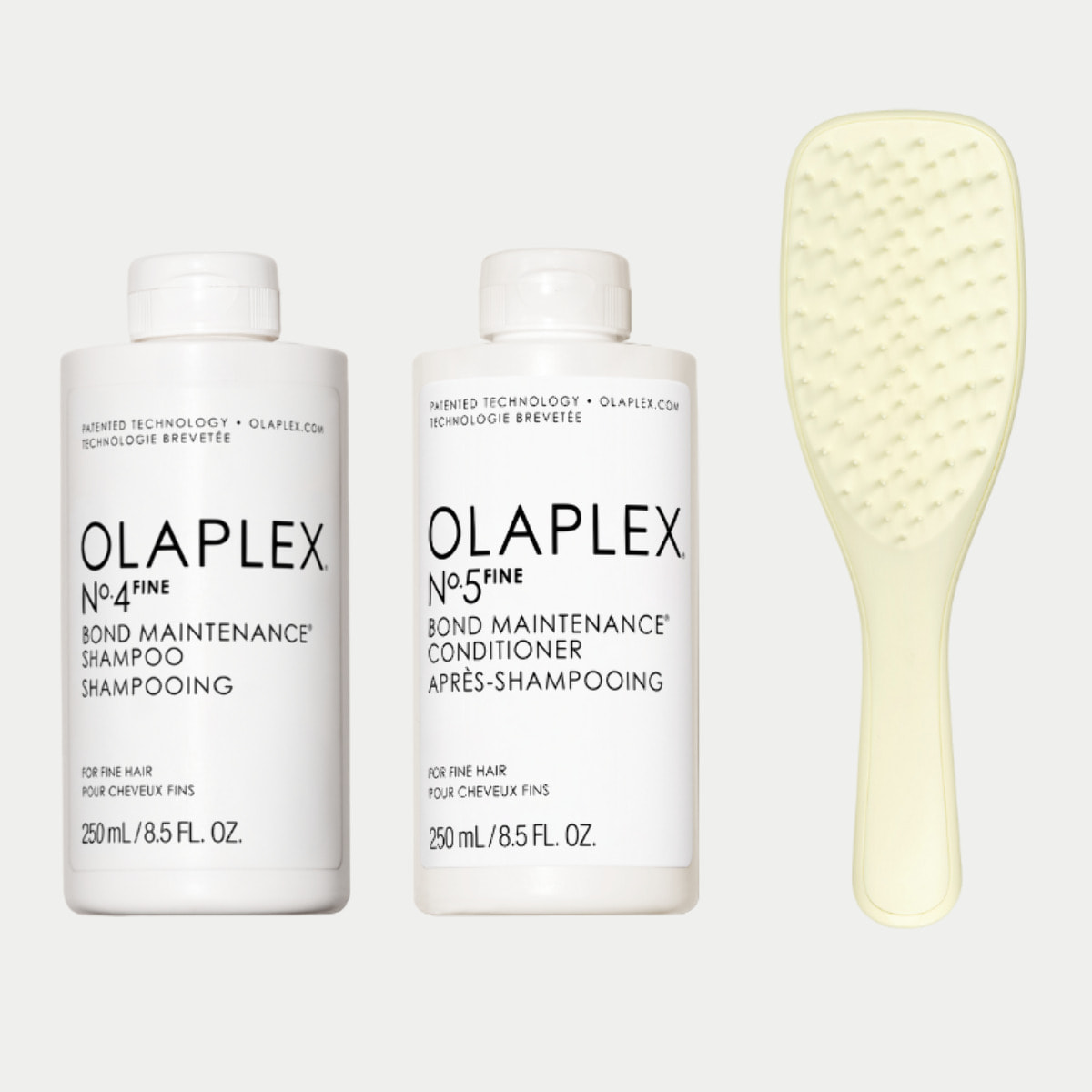 OLAPLEX Kit N°4FINE Shampoo 250ml + N°5FINE Conditioner 250ml + Tangle Teezer Extra Gentle Chamomile