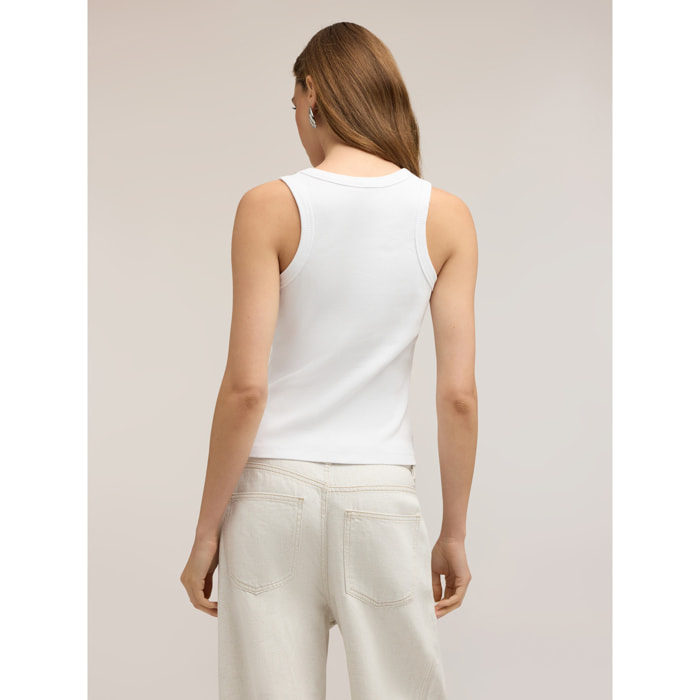 Motivi - Top con strass en el escote - Blanco