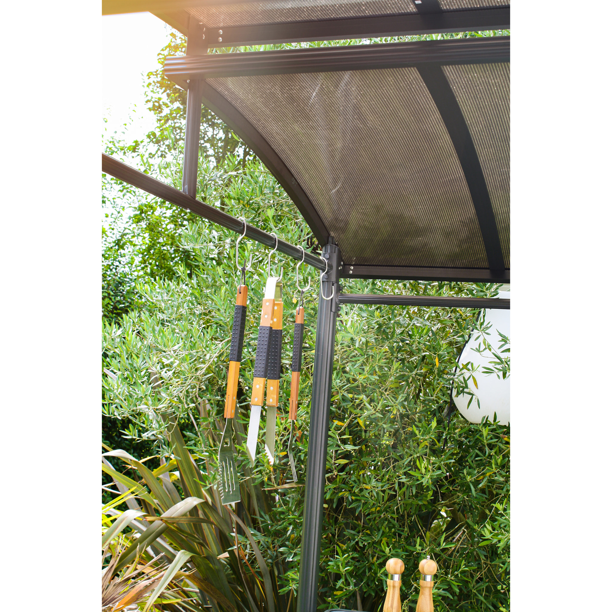 ABRI-BARBECUE - Abri de jardin en aluminium et polycarbonate gris anthracite