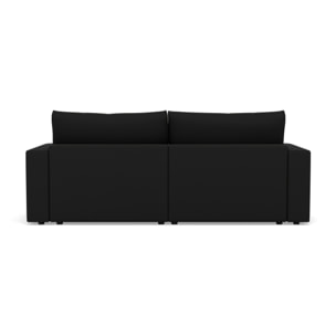 Daryl - canapé d'angle réversible 4 places convertible avec coffre en tissu texturé - Noir
