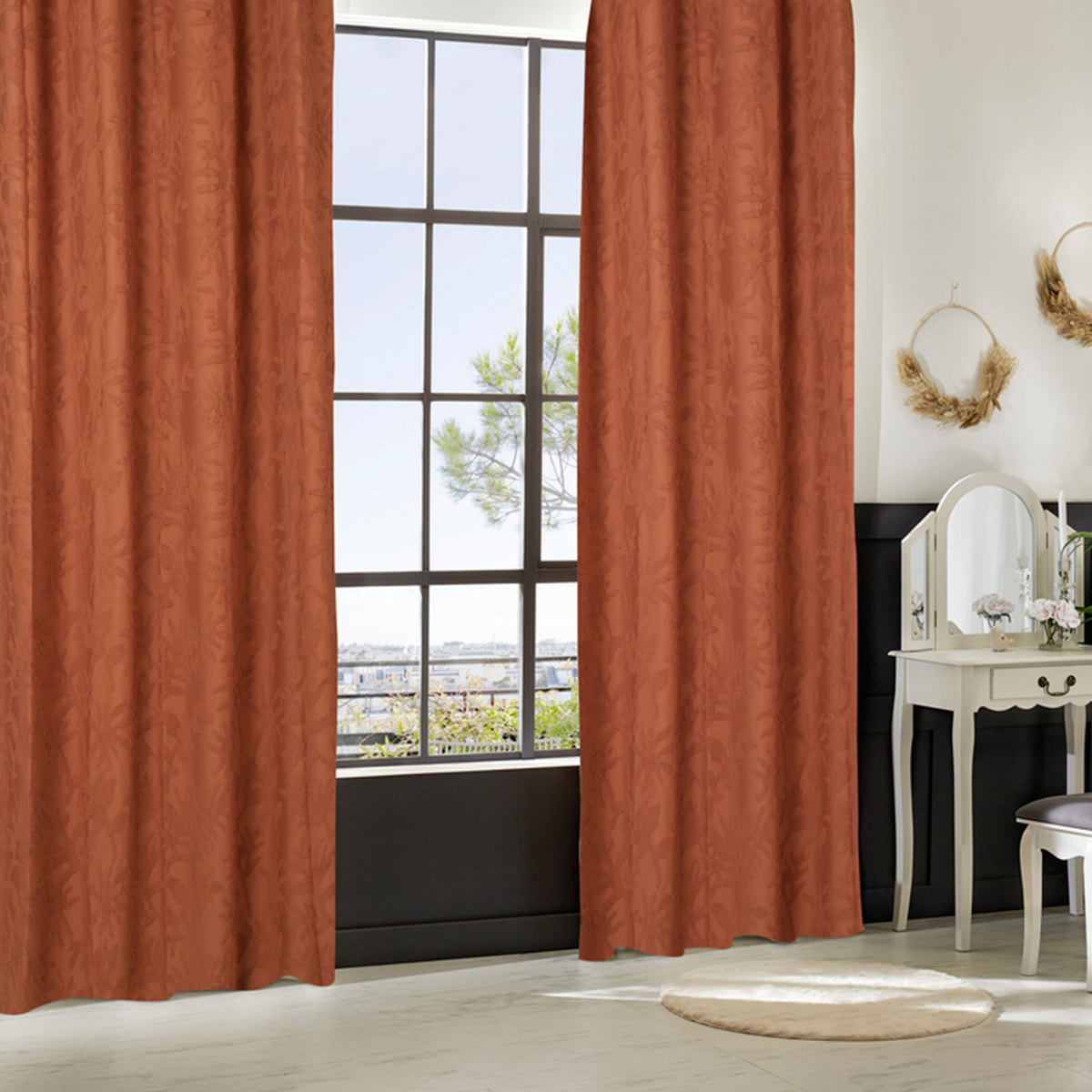 Rideau "Willow" jacquard terracotta 135x260cm