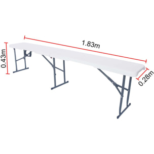 Banc pliant en métal "Foldy" - 183 x 29 x 42 cm - Blanc
