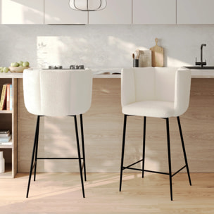 Lot de 2 chaises pour îlot central 67 cm en tissu bouclé beige - Rosy