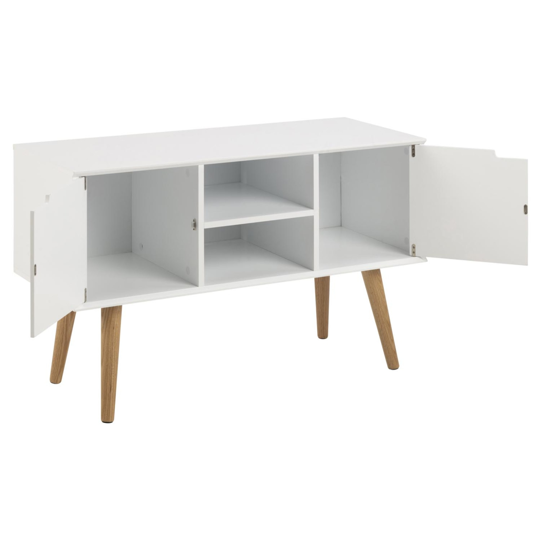 Buffet scandinave blanc avec 2 placards ALENA