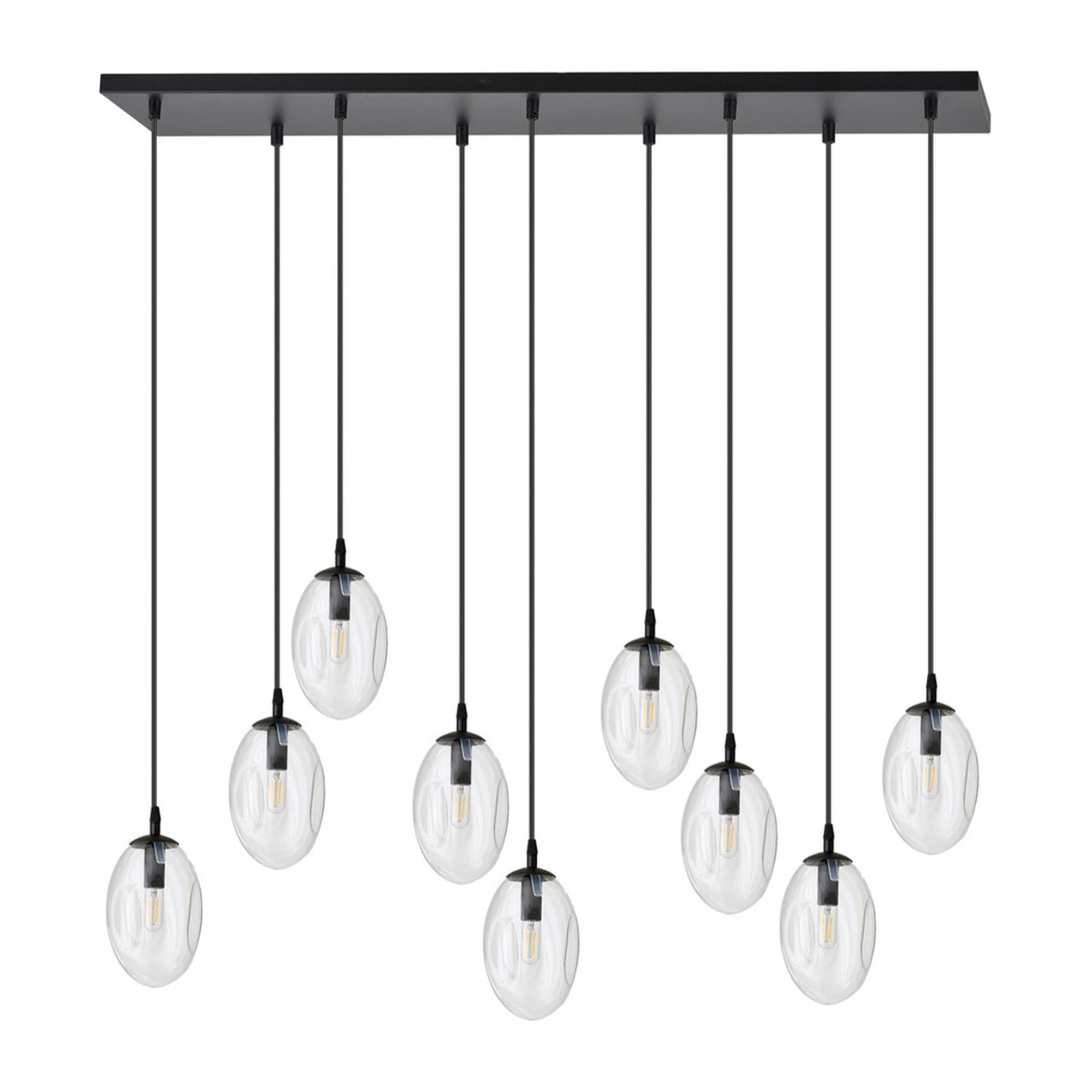 Lampada a sospensione Astral in acciaio nero e vetro