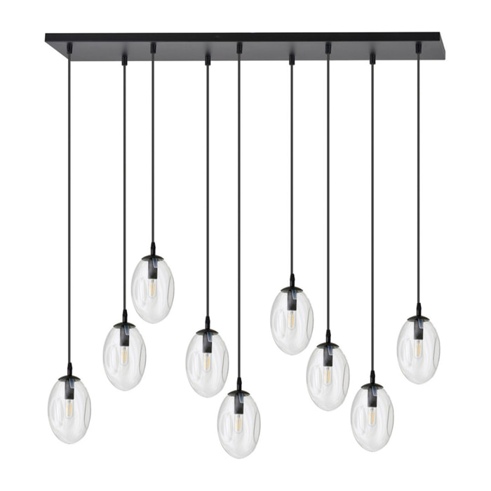 Lampada a sospensione Astral in acciaio nero e vetro