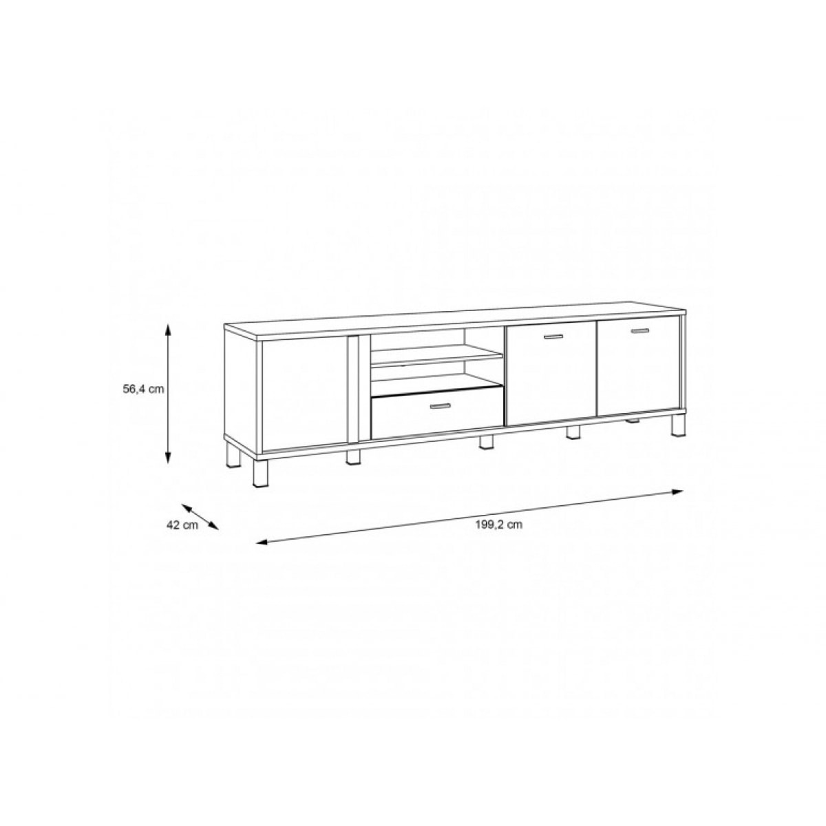 Meuble TV en bois effet chêne et noir L 200cm - YAL