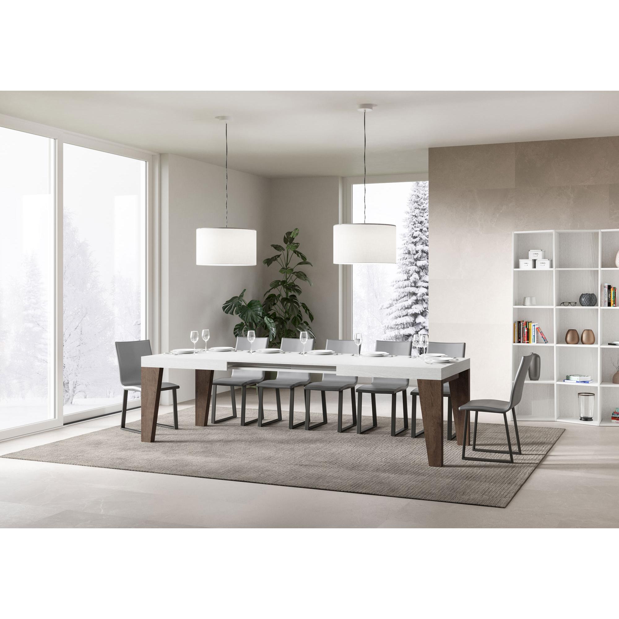 Table Naxy Mix Extensible dessus Frêne Blanc structure Noyer 90x180 Allongée 440