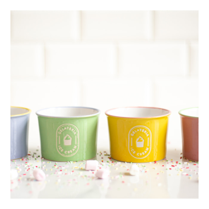 Coffret de 4 coupes à glaces et 4 cuillères, GELATERIA