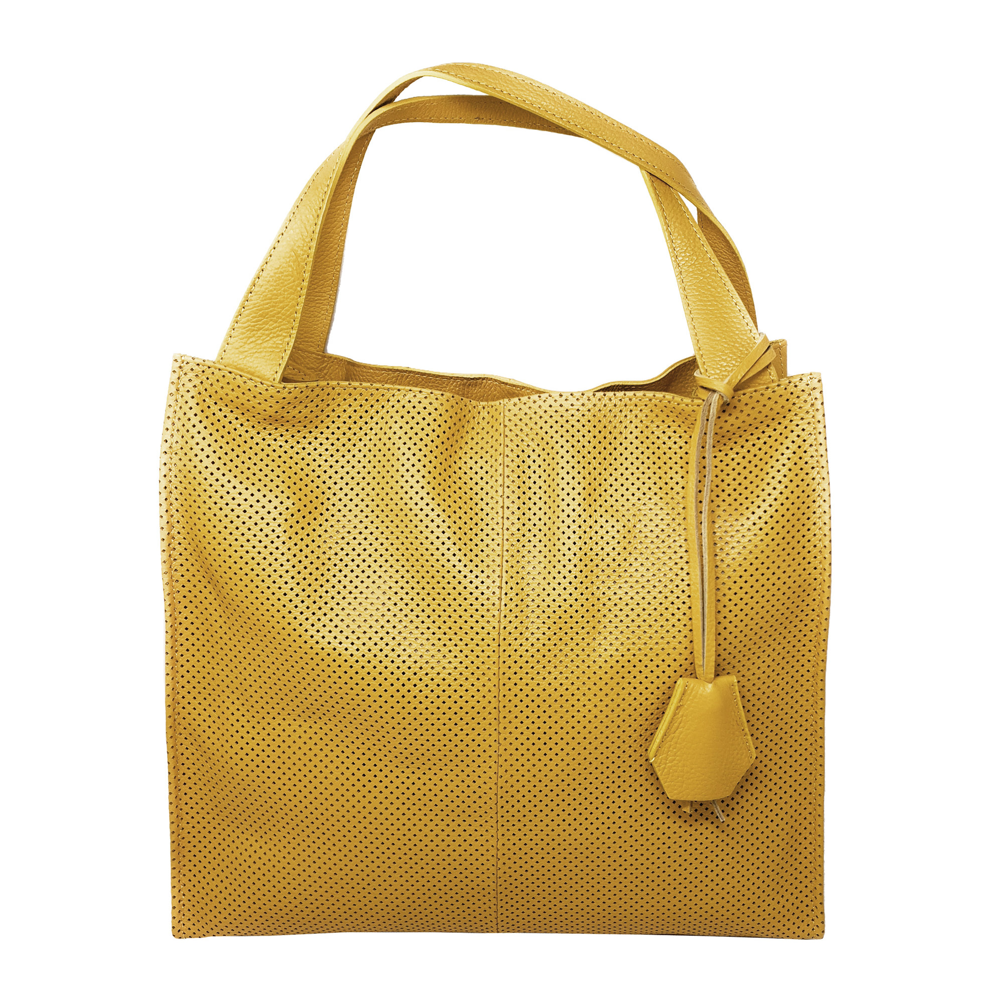Chicca Borse Borsa a Mano Shopper Donna in Pelle Giallo