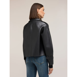 Motivi - Trench corto doble botonadura efecto brillante - Negro