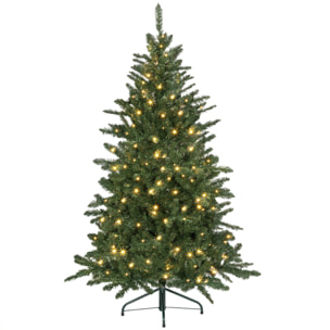 Árbol de Navidad 150 cm Árbol de Navidad Artificial con 220 Luces LED 588 Ramas y Soporte de Metal Árbol Navideño para Salón Interior Verde