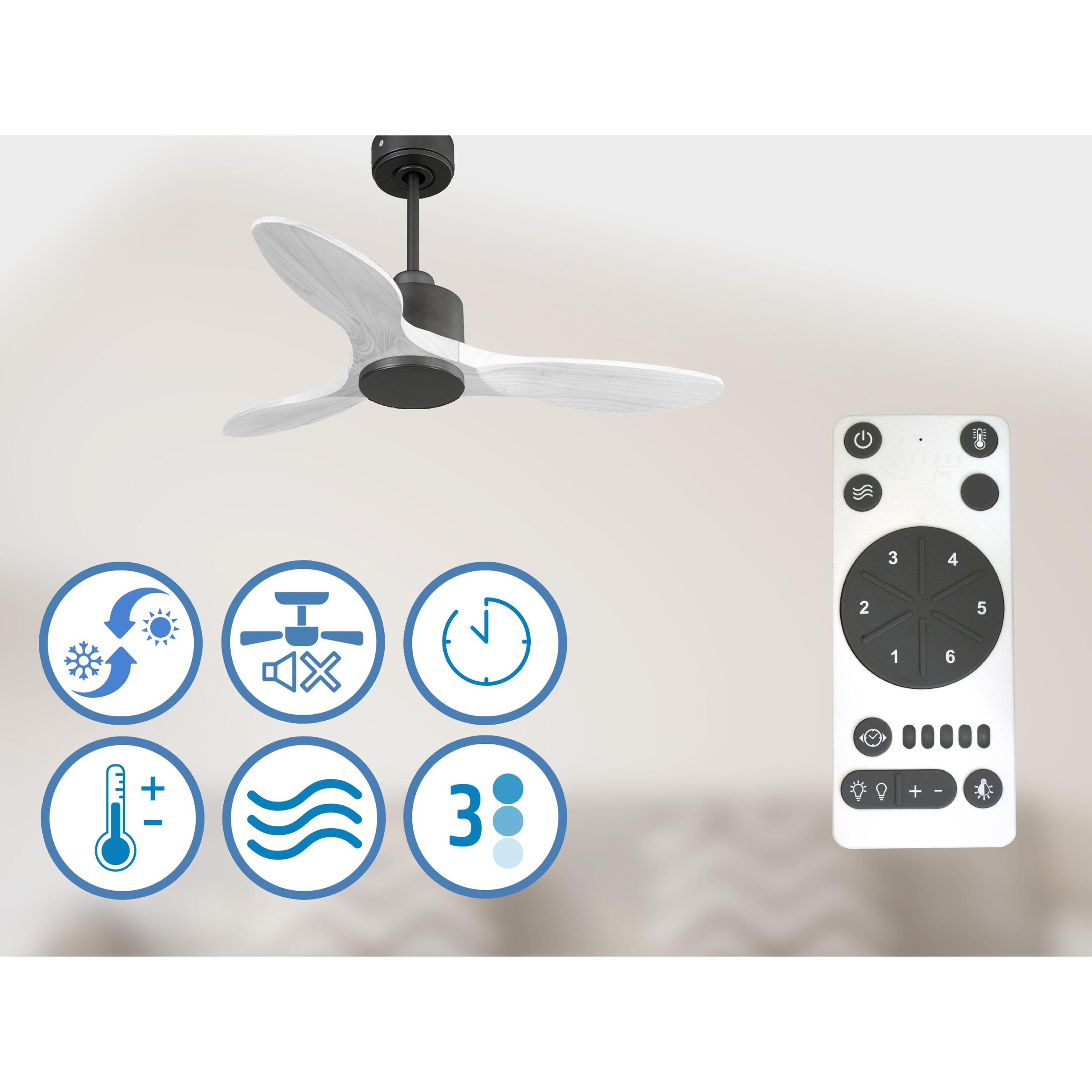 Ventilador de techo Modo Invierno/Verano Termostato Wifi Motor DC Techos Inclinados Mando a Distancia Hypersilence Memoria Vendible Shopify (AUTOMATICO) LimaD106C0365193 PURLINE