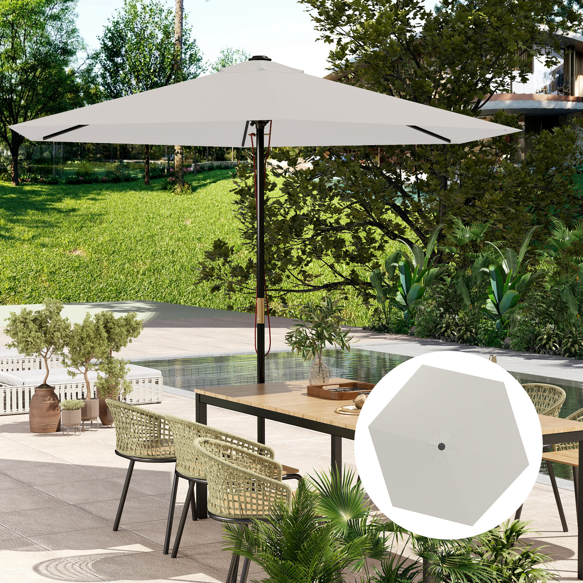 Toldo de Recambio de Sombrilla de 3 m Toldo de Repuesto para Sombrilla de Patio con Ventilación Superior Protección UV 30+ Cubierta de Repuesto para Parasol de Poliéster para Exteriores Crema