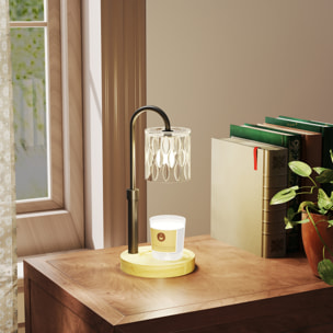 Lámpara de Mesita de Noche Lámpara Calefactora de Velas con Base de Madera Pantalla de Vidrio y Varilla Lámpara de Mesa para Dormitorio Salón Ø15x32,5 cm Multicolor