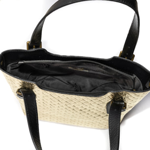 Arezzo bolso tote mujer. Piel auténtica Gamuza con grabado entrelazado y lacada brillante.