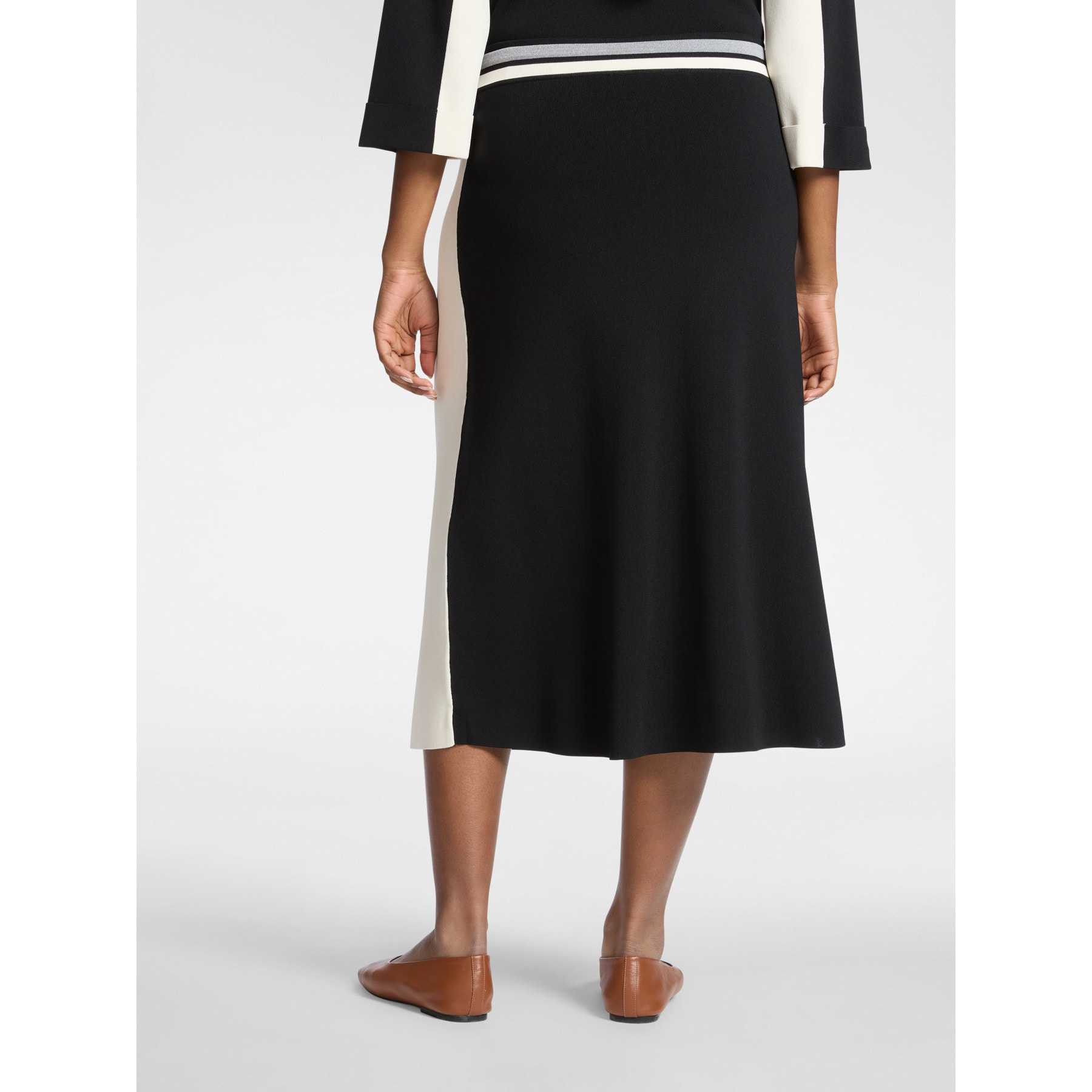 Elena Mirò - Falda tubo color block en viscosa - Negro