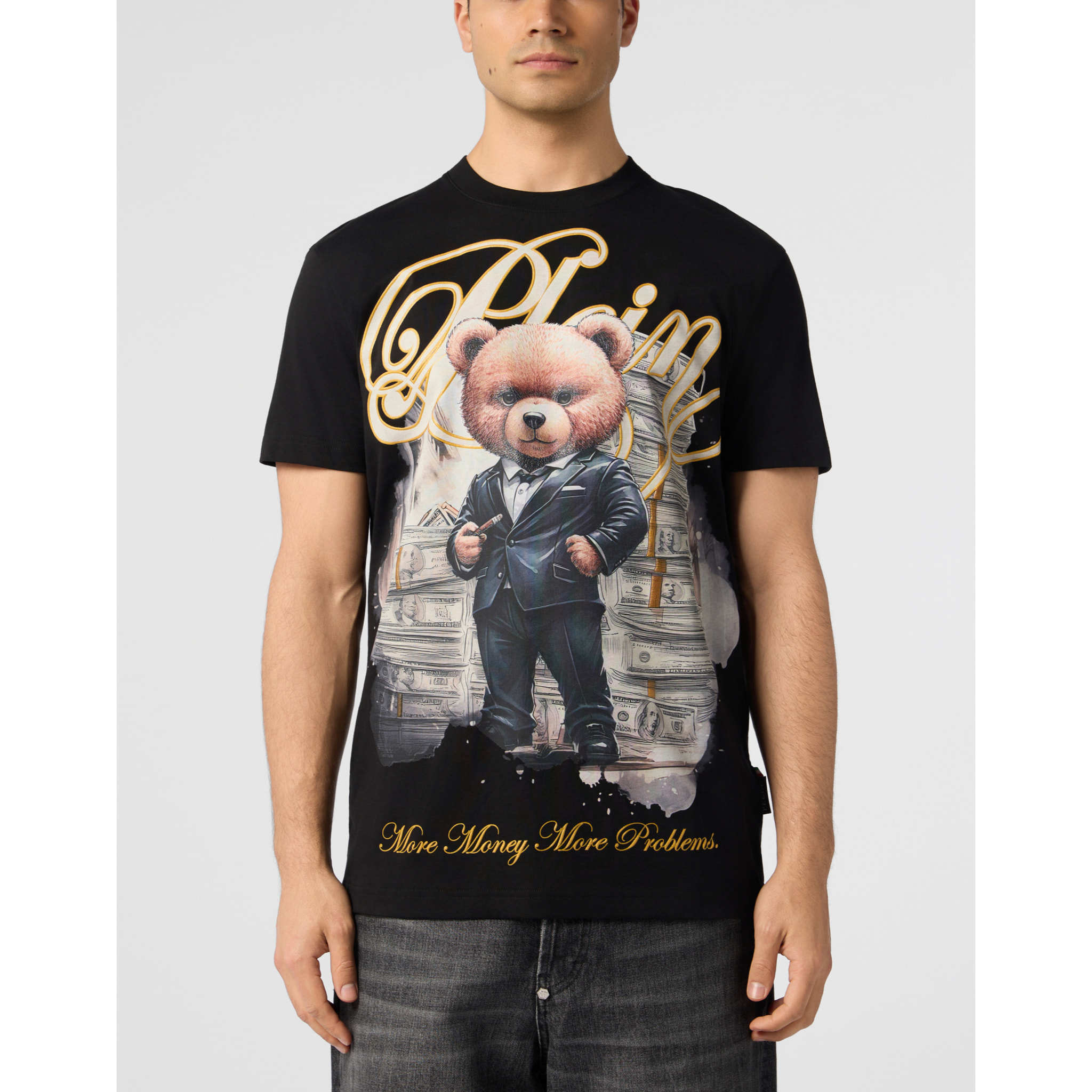 PHILIPP PLEIN Round Neck T-Shirt Teddy Tuxedo