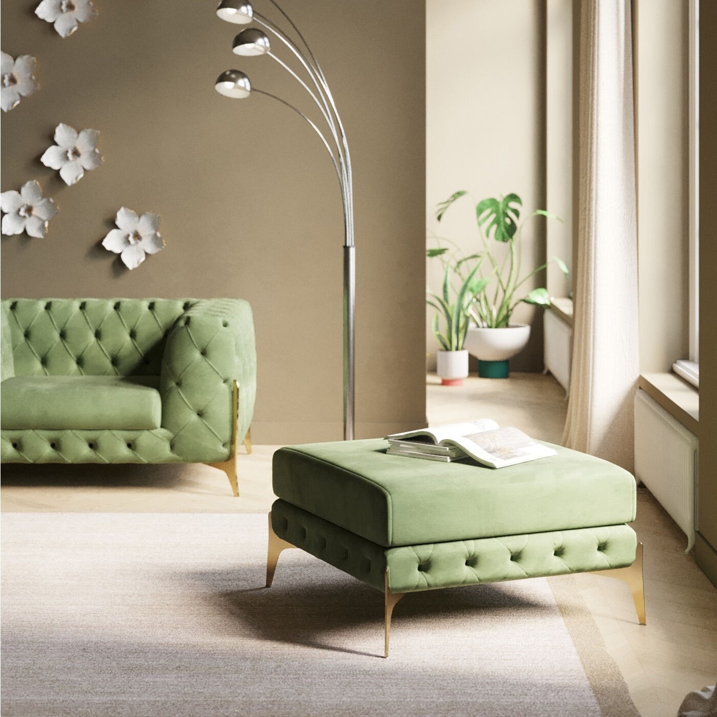 Pouf Bellissima velours vert Kare Design