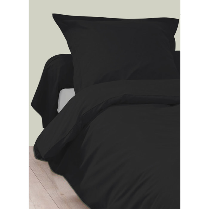 Housse de Couette Unie en 100 % Coton - Noir